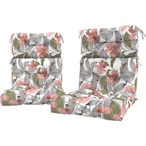 LVTXIII Outdoor Seat/Back Chair Cushion Patio Tufted High Back Cushion, Seasonal Replacement Rocking Chair Cushion with Ties (22” W x 20D”, Set of 2, Clemens Noir Pink), 44x22x4