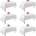 6 Pack White Table Cloth Rectangle,60x102 inch Table Cloths for 6 Foot Rectangle Tables Washable and Reusable Table Cloths,Polyester Fabric Table Cover for Party,Wedding,Buffet