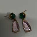 Women Earrings Set, Cubic Zirconia Hoop Earrings for Women Water Drop Yellow Pink with Pear Shape Cubic Zirconia Gold Plated Base 36mm