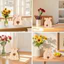 Wooden Easter Bunny Family Puzzle, Personalized Wooden Bunny Puzzle Customized 2 Name Puzzle for Home Crafts Easter Decor House Warming Birthday Family Party Gifts for Mother's Day New Baby (Rabbit)