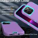 for iPhone 13 Pro Max Case, with Screen Protector, Dust-Proof Port Cover, Full-Body Non-Slip Silicone Rubber Covered, Military Grade Drop-Proof Shockproof Phone Case, Mint/Purple