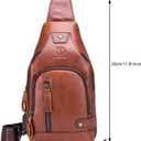 Hebetag Leather Sling Bag Hiking Daypack for Men Women Outdoor Travel Camping Fishing Crossbody Shoulder Chest Pack Backpack