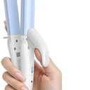 Europe Travel Curling Iron Mini: Dual Voltage Curling Iron for Traveling - Mini Travel Curling Irons 1 Inch with US Plug, Blue 390 for Fine/Damaged Short Hair