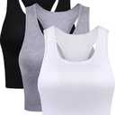 3 Pieces Basic Crop Tank Tops Women Racerback Crop Tops Cotton Sport for Girls Lady Daily Wearing Large
