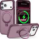 Magnetic Compatible with iPhone 17 Pro Max Case with Stand [Military Grade Drop Tested][Compatible with Magnet] Ring Translucent Slim Hard Back Soft Edge, Wine Red