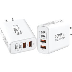 iPhone 17 16 USB C Fast Charger Block,USB C Charging Block 2Pack 40W Type C 4in1 Multiport Fast Plug Apple Charger for Apple iPhone 17 Pro Max/Air/17 Pro/16 Plus/16e/15 ProMax/14/13/12/XsMax/XR/X,iPad