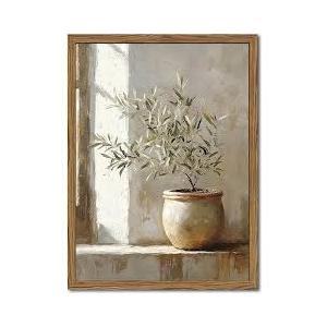 Vintage Olive Tree Painting Muted Botanical Wall Art Antique Plant Pictures Wall Decor Neutral Botanical Prints Still Life Artwork Rustic Farmhouse Posters for Kitchen and Dining Room 16x24in Unframed
