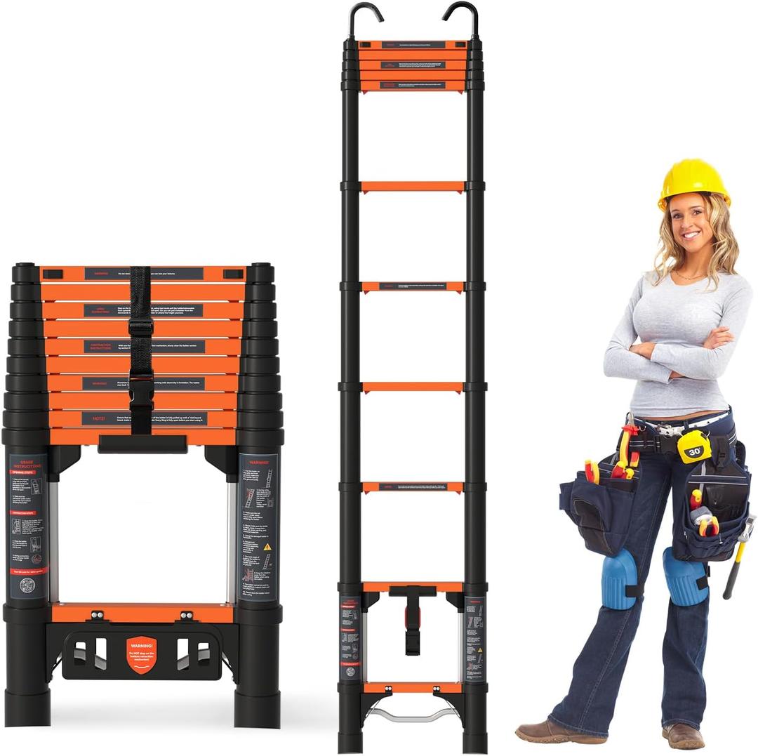 Telescoping Ladder, 10.5FT Extension Ladder，One-Step Collapsible, Aluminum Ladder for RV Home Outdoor, 330lbs Max Capacity