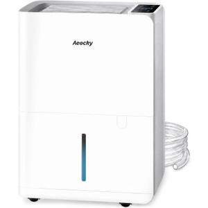AEOCKY 50 Pint/Day Compressor Dehumidifier, 3500Sq.Ft for Basement, Home, Bedroom, Bathroom, with Drain Hose, Intelligent Humidistat, Quiet