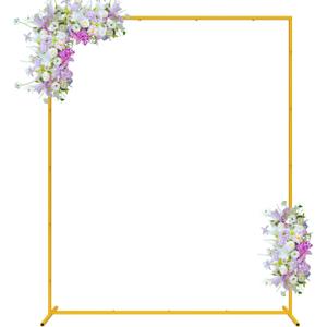6.6FT x 5.2FT Wedding Arch Backdrop Gold Square Backdrop Stand Metal Balloon Arch Stand Rectangular Frame for Birthday Party Baby Shower Anniversary Decoration