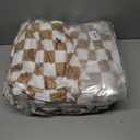 Preboun 6 Pack Fleece Throw Blankets, Buffalo Plaid Lightweight Throws for Sofa, Travel, Office & Bulk Use(50 x 60 Inch,Khaki and White)