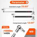 23 Inch 100 Lb Gas Lift Struts for Heavy Lid, Rv Storage Bed Lift Heavy Duty Shock, Gas Piston Lift Mechanism Gas Spring Kit with Mounting Brackets, Fit 80-110lbs Prop 2pack