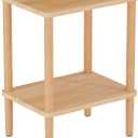 LUCKNOCK Solid Wood Side Table, 2-Tier Small End Table with Storage Shelf, Narrow Nightstand Bedside Table for Small Spaces, Bedroom, Living Room, Farmhouse, No-Tool Assembly.