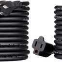 Amazon Basics Indoor Extension Cord, 3 Prong Outlet Extender Power Cord, 13 Amps, 125V, 25 Foot, Black, 2-Pack