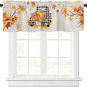 Autumn Pumpkin Curtains Valance for Bedroom Living Room,Truck Maple Leaf Curtains & Drapes Thanksgiving Harvest Rod Pocket Kitchen Window Curtains Over Sink,Fall Seasonal Decor 54 x18 in, 1 Panel