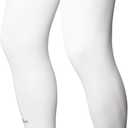 COOLOMG Sports Compression Leg Sleeve Basketball Football Long Knee Protection Knee Brace Undersleeve for Men & Women Youth (Small, White Pair)