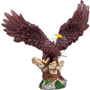 Bald Eagle Descending On Tree Branch Decorative Figurine As Patriotic Home and Office Decor Perching Eagles Wings of Glory American Emblem Freedom Statues and Figurines