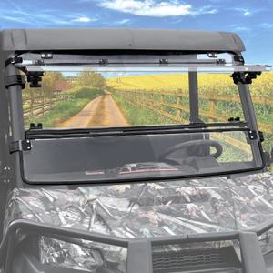 3-IN-1 Flip Up Windshield for Polaris Ranger Midsize 570 500 SP 570 Accessories, 1/5" Hard Coated PC Adjustable Split Foldable Windshield for Ranger 570, Open/Vented/Closed, Not Fit FullSize