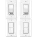 BESTTEN 2 Pack Dimmer Light Switch, Universal Lighting Control, Single Pole or 3 Way, Compatible with LED Dimmable Lamp, CFL, Incandescent, Halogen Bulb, Decorator Wallplate Included, UL Listed, White