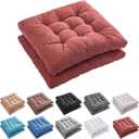 FABRICASTLE Outdoor Indoor Chair Cushions Set of 2 - Patio Furniture Cushion 19x19 inch, Non-Skid Overfilled Seat Cushions for Wicker Rocking Chairs Universal Fit Square Design (2, Red)
