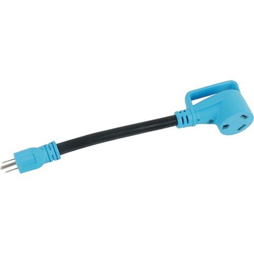MAKERZ 223 Heavy-Duty RV Adapter Cord with Powered Connection Indicator Light - 12" Length, 15A to 30A, NEMA 5-15P to NEMA TT-30R, STW-Rated/ETL-Certified