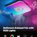 Bathroom Exhaust Fan with Bluetooth Speaker & RGB Light, 110 CFM 1.5 Sones Ultra Quiet, 5CCT Tunable LED, 95 RGB Rhythm Modes, App & Remote Control, Ceiling Ventilation Fan for Shower/Attic/Bedroom, 12.6"D x 11.8"W x 6.7"H