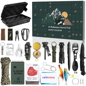 Survival Kit Advent Calendar for Adult Men 2025  24 Days Christmas Countdown Calendar for Teen Boys  Xmas Gifts for Outdoor Camping, Hunting Adventures