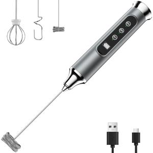 YUSWKO Milk Frother Wand for Coffee, Milk Frother Handheld Coffee Frother, Rechargeable Drink Mixer, Waterproof Electric Whisk