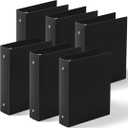 Henoyso 6 Pcs Mini 3 Ring Binders Plastic 2'' Binder, Fits 5.5 x 8.5 Paper Holds(Capacity 375 Sheets), Flexible Three Round Rings Small Black Binders Bulk for School, Office Use, Photo Album Pages