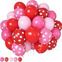 HILAVO Red and Pink Balloons Strawberry Hot Pastel Light Pink Rose Red Latex Balloons Polka Dot Party Helium Balloon for Sweet Girl Berry Baby Shower Birthday Valentines Day Summer Party Decorations, 12 Inch - 35Pcs