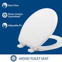 Mayfair Linden Slow Close Toilet Seat, Non Slip Heavy Duty Wood, Easy Install, Round, White