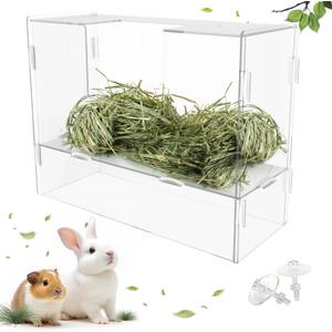 Rabbit Hay Feeder with Lid,Hanging Food Dispenser for Rabbit, Guinea Pig, Bunny, Chinchilla, 116oz Large Capacity 1pack