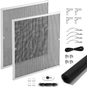 2-Set DIY Window Screen Frame Kit, Cut-to-Fit Up to 48 x 48 in