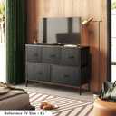 WLIVE Dresser for Bedroom with 5 Drawers, Long Fabric Dresser, Chest of Drawers, Storage Drawer Unit with Fabric Bins for Closet, Living Room, Hallway, Charcoal Black, Size L