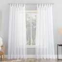 No. 918 Emily Sheer Voile Tab Top Curtain Panel, 59" x 63", White