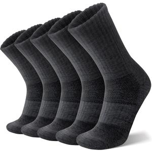 ANTSANG Merino Wool Hiking Socks for Men & Women 5 Pairs Thermal Warm Winter Thick Cushion Moisture Wicking Crew Boot Socks L