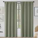 OWENIE Sally Sage Green Blackout Curtains for Bedroom Living Room 72 Inch Length 2 Panels Set, Privacy Thermal Insulated Rod Pocket Window Curtains for Patio French Front Door, W40 x L72 Inch, Sage