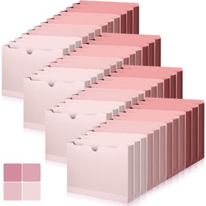 48 Pack Pink File Folders, Expandable File Jackets, Gradient 11.8 x 9.4 inch Pink Expansion Pocket Letter Size, Reinforced Straight-Cut Tab, A4 Letter Size Jackets for Office, Home