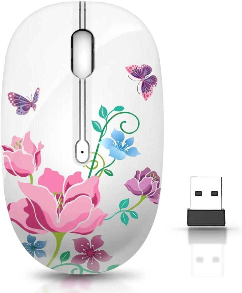JUHOO Wireless Mouse with Nano Receiver for PC, Laptop, Notebook, Computer, MacBook, Less Noise, Portable Mobile Optical Mice, Butterfly