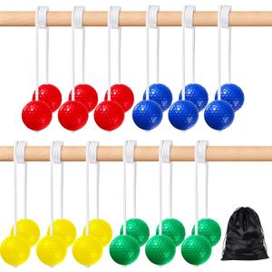 Lenwen 12 Pack Ladder Ball Outdoor Game Ladder Toss Balls Replacement Bolas with Storage Bag for Toss Match Yard Lawn Golf Game, 4 Colors