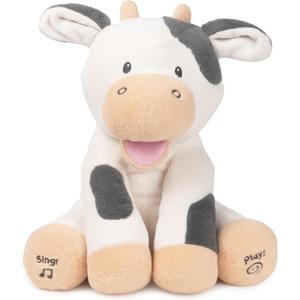 Baby GUND Buttermilk the Cow Animated Plush, Singing Stuffed Animal Sensory Toy, Sings Old MacDonald and Teaches Animal Sounds, Cream/Grey, 12