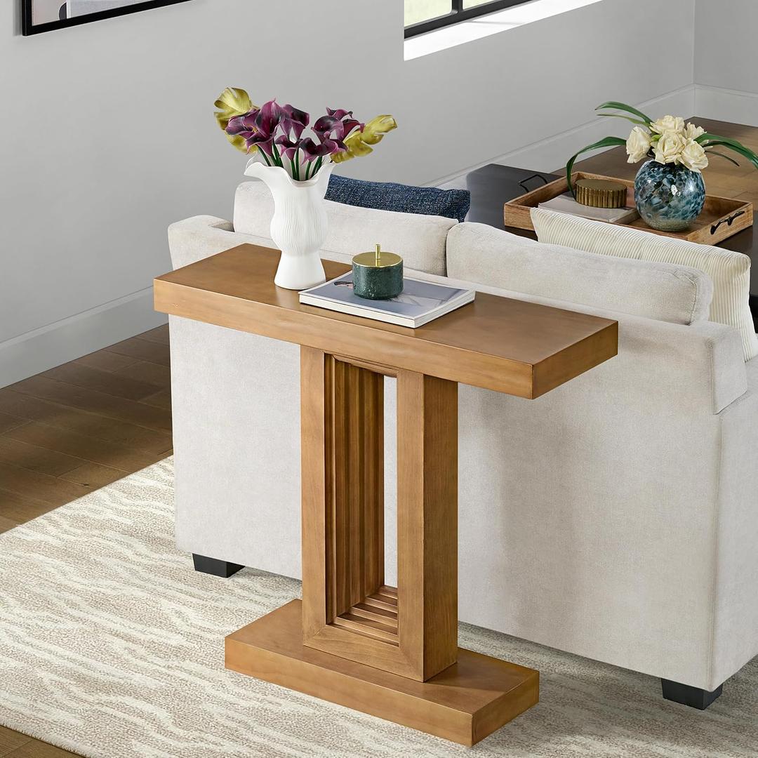 Alaterre Furniture Pismo Solid Wood Console Table, Oak, 36”x12”x32”