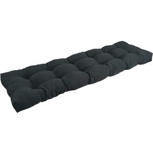 Blazing Needles Twill Tufted Bench Cushion, 60" x 19", Black 1 Count