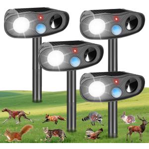 2026 Sonic Racoon Squirrel Fortress Pro Deer Repellent Devices, IP65 Solar Ultrasonic Motion Activated Animal Repeller Outdoor Cat Repellent Fox Deterrent with Light for Rabbit Bear Dog Garden(4)