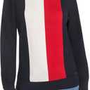 Tommy Hilfiger Womens Long Sleeve Cotton Turtleneck Light Weight Sweater (Large, Sky Captain)