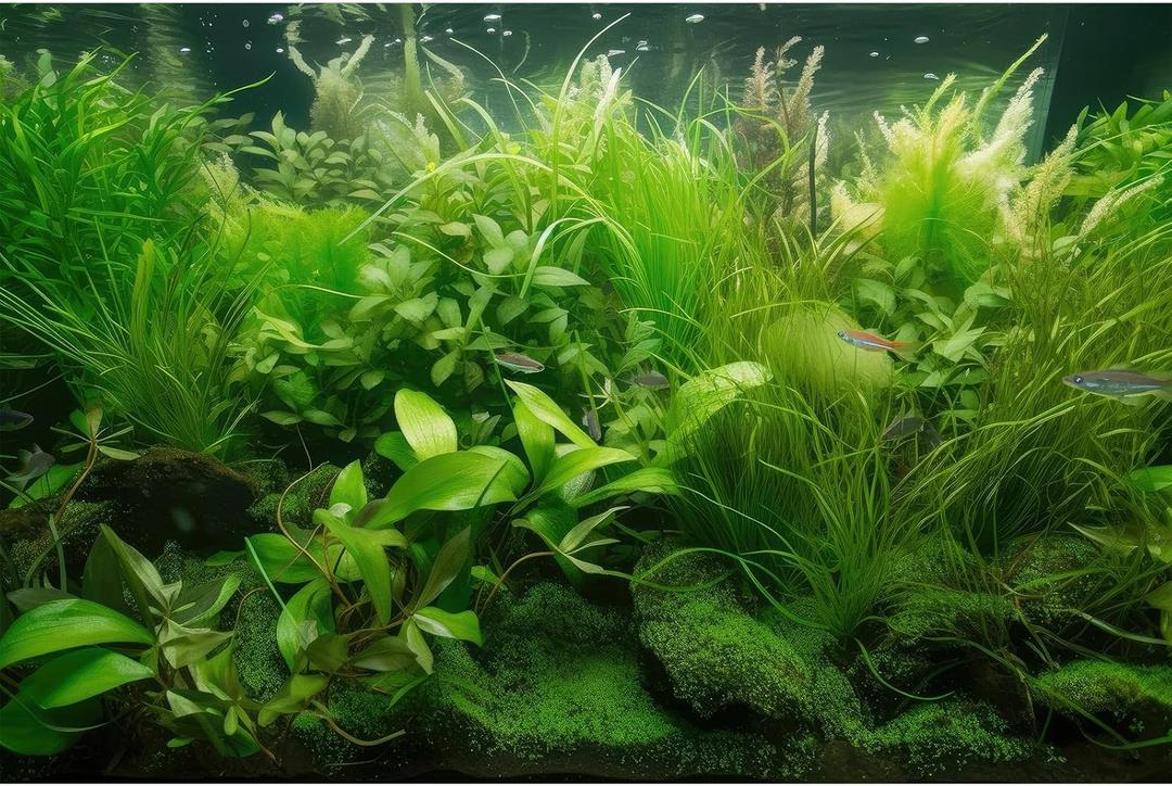 Underwater Aquarium Background Diverse Collection of Aquatic Plants Fish Tank Background Lush Green Seagrass Aquarium Terrarium Background Jungle Style Reptile Habitat Background Vinyl 30x12in