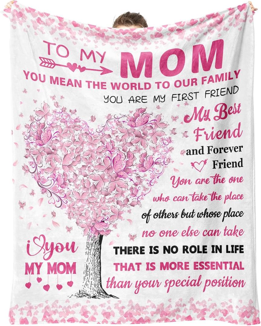 Gifts for Mom, Mom Birthday Gifts Blanket, Moms Gift from Daughter Son Kids, Best Moms Gifts Throw Blanket 50x60