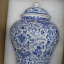Chinese Ginger Jar with Lid Chinoiserie Antique Style,Home Decorative Retro Blue and White Porcelain Flowers Ceramic Covered Jar Vase,Traditional China Ming and Qing Style (Utmost Jar)