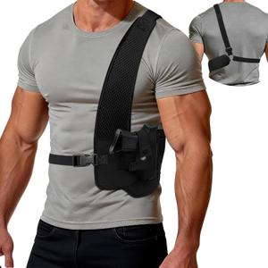 AIKATE Shoulder Holster for 9mm, Shoulder Holster with Magazine Pouch, Universal Chest Holster for Men, Fits Subcompact and Compact Pistols for S&W Bodyguard, Sig P365, Glock 17, 19, 26, 27, 43 (For 39'' to 45(45Right))