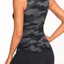 Tankini Swimsuits with Shorts - Two Piece Tummy Control Bathing Suits High Neck Swimwear with Two Side Pockets (Gray, L)